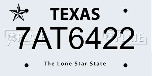 7AT6422 Texas License Plate