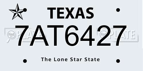 7AT6427 Texas License Plate