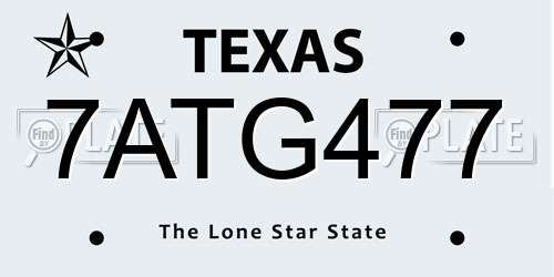 7ATG477 Texas License Plate