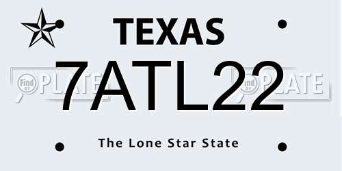 7ATL22 Texas License Plate