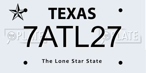 7ATL27 Texas License Plate
