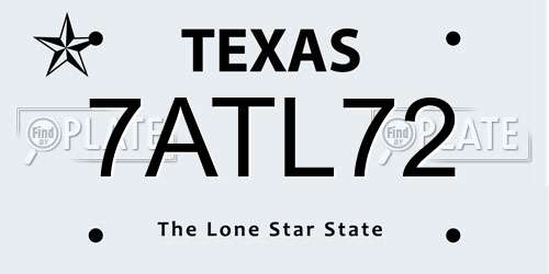 7ATL72 Texas License Plate