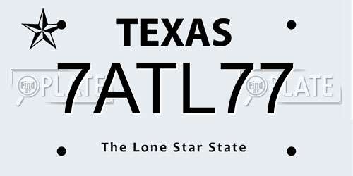 7ATL77 Texas License Plate