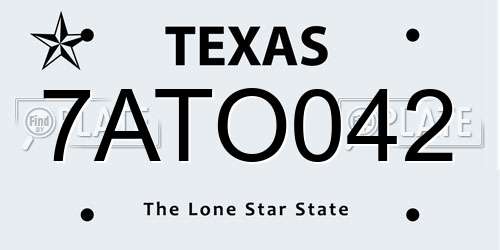 7ATO042 Texas License Plate