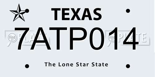 7ATP014 Texas License Plate