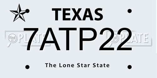 7ATP22 Texas License Plate