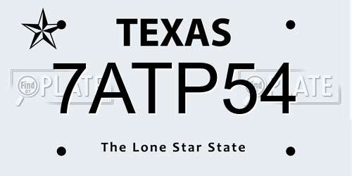 7ATP54 Texas License Plate