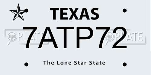 7ATP72 Texas License Plate