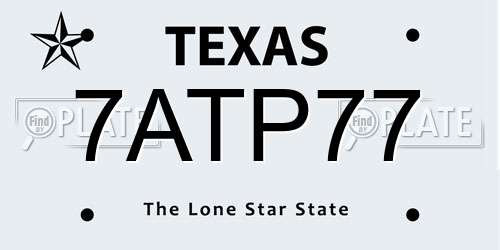 7ATP77 Texas License Plate