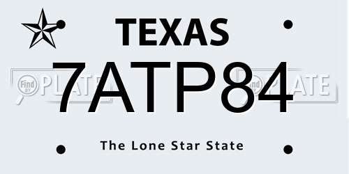 7ATP84 Texas License Plate