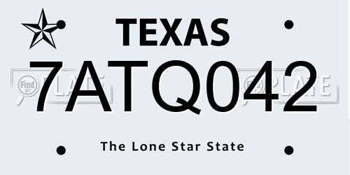 7ATQ042 Texas License Plate