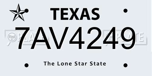 7AV4249 Texas License Plate