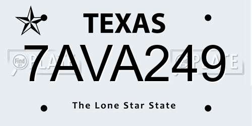 7AVA249 Texas License Plate