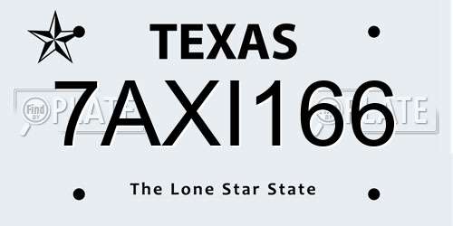 7AXI166 Texas License Plate
