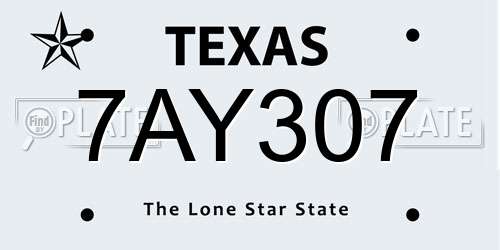 7AY307 Texas License Plate
