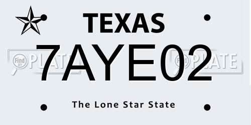 7AYE02 Texas License Plate