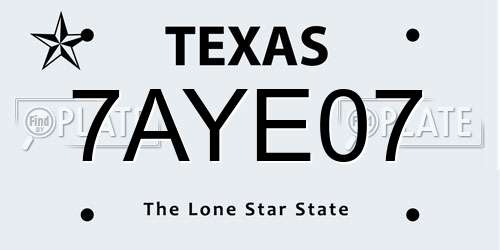 7AYE07 Texas License Plate