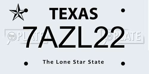 7AZL22 Texas License Plate
