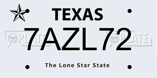 7AZL72 Texas License Plate