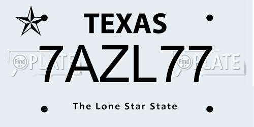 7AZL77 Texas License Plate