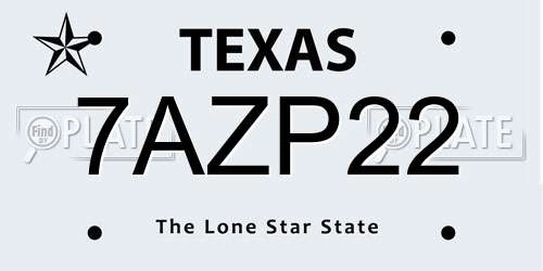 7AZP22 Texas License Plate