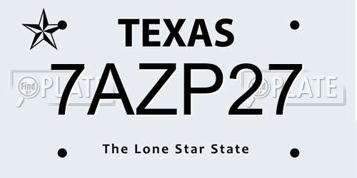 7AZP27 Texas License Plate