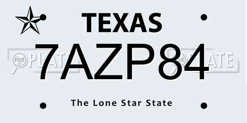 7AZP84 Texas License Plate