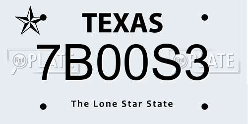 7B00S3 Texas License Plate