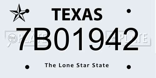 7B01942 Texas License Plate