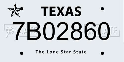 7B02860 Texas License Plate