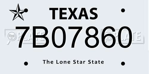 7B07860 Texas License Plate