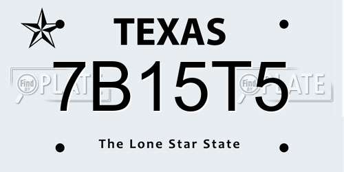 7B15T5 Texas License Plate