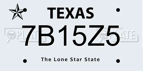 7B15Z5 Texas License Plate