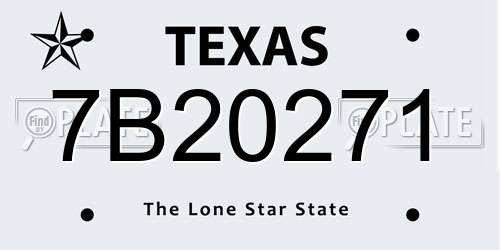 7B20271 Texas License Plate