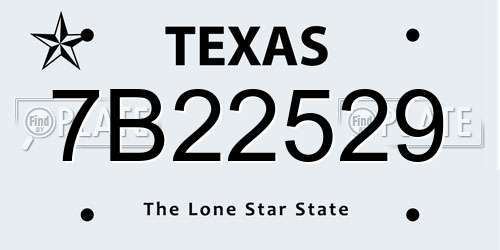 7B22529 Texas License Plate