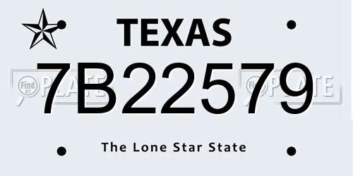 7B22579 Texas License Plate