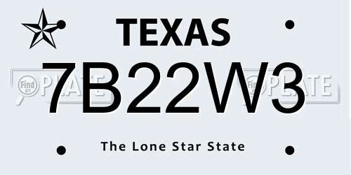 7B22W3 Texas License Plate