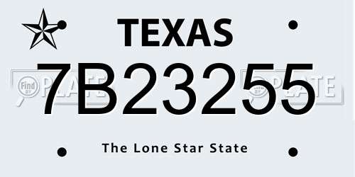 7B23255 Texas License Plate