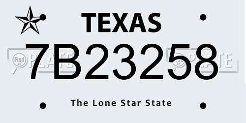 7B23258 Texas License Plate