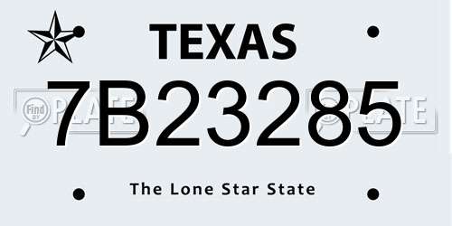 7B23285 Texas License Plate