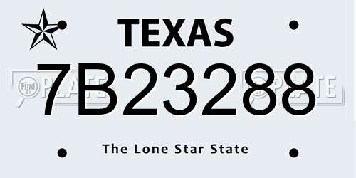 7B23288 Texas License Plate
