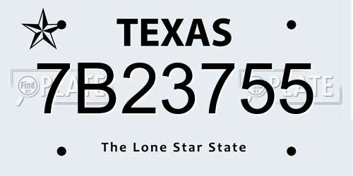 7B23755 Texas License Plate