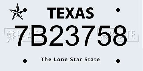 7B23758 Texas License Plate