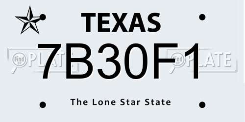 7B30F1 Texas License Plate