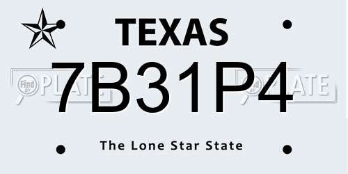 7B31P4 Texas License Plate