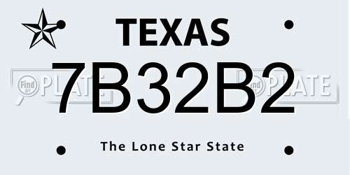 7B32B2 Texas License Plate
