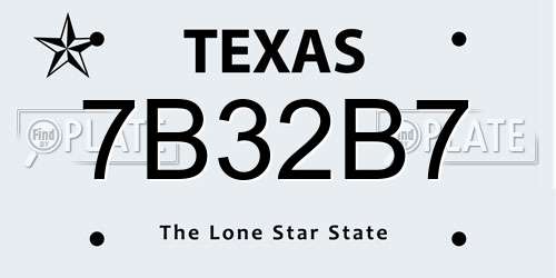 7B32B7 Texas License Plate