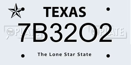 7B32O2 Texas License Plate