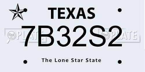 7B32S2 Texas License Plate
