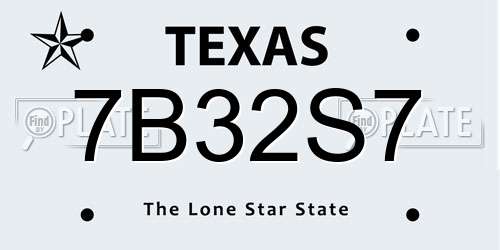 7B32S7 Texas License Plate